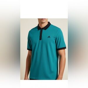 Adidas Blue and Black Polo Shirt Sporty Design